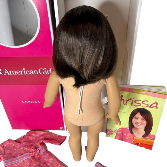 American Girl Of Year Chrissa Doll In Meet Outfit Dress Shoes Panties Book Box - Picture 7 of 12